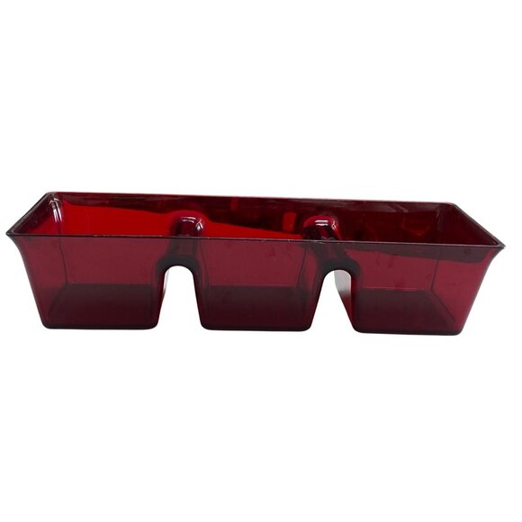 Ruby Red Acrylic Divided Tray Long 3 Section - Picture 1 of 8
